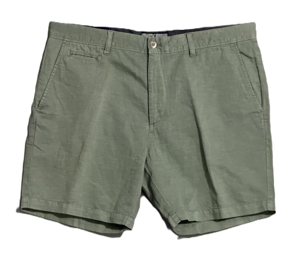 Johnnie-O Shorts Men's 35W Cotton Linen Blend Flat Front Blue Surf NWT